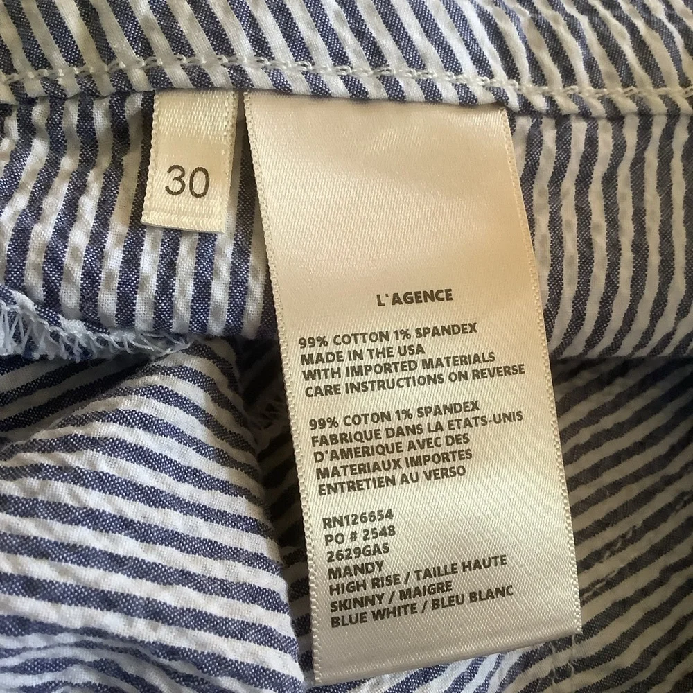 L'AGENCE Blue and White Striped Pants - Picture 10 of 11